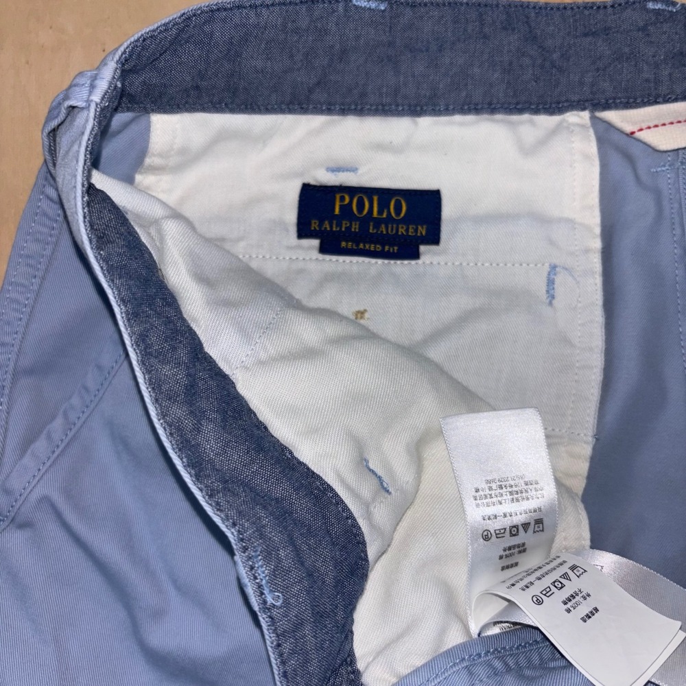 Polo Ralph Lauren Mens 30 Light Blue Relaxed Fit Chino Shorts Cotton Twill 10"
